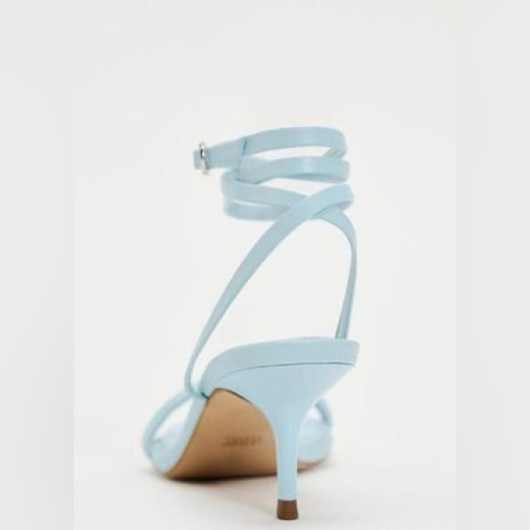 NWT. Zara Light Blue Leather Tubular Straps Heeled Sandals. Size 10. - Picture 4 of 8